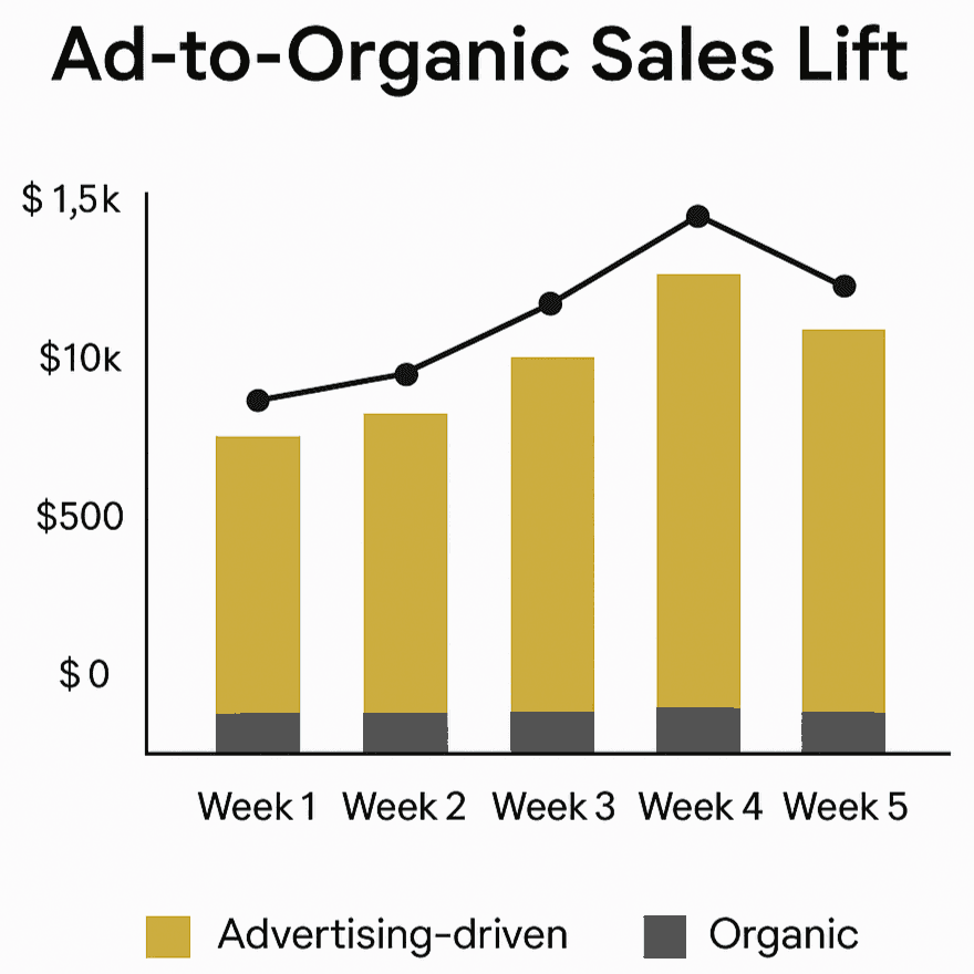 Chart attributing advertising-driven units against resulting organic units.